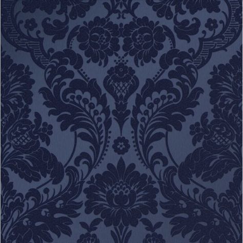 Damask contrasts an opulent design with a cool light color palette. The shimmer backdrop gives it a sleek look. This wallpaper roll is both beautifully metallic and boasting a rich pattern, pulling together a sophisticated overall effect. Blue Gothic Wallpaper, Blue Wallpaper Wall, Black And Silver Wallpaper, Shimmer Backdrop, Flock Wallpaper, Gothic Wallpaper, Silver Wallpaper, Embossed Wallpaper, W Wallpaper