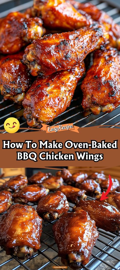 How To Make Best Oven-Baked BBQ Chicken Wings Bbq Chicken On A Stick, Oven Baked Chicken Drummettes, Oven Baked Barbecue Chicken Wings, Oven Baked Grilled Chicken, Crispy Baked Bbq Chicken Drumsticks, Appetizer Wings Oven Baked, Chicken Wings With Honey And Soy Sauce, Chicken Recipes Barbeque, Yum Yummy Recipes Chicken Wings