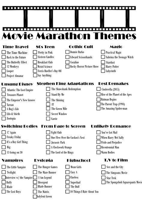 Movie Marathon List, Movie Essentials, Watchlist Movie, Movie And Show Recommendations, Movie Marathon Party, Movie Category List, Old Movie List, Movie Night Suggestions, Movie Night Recommendations