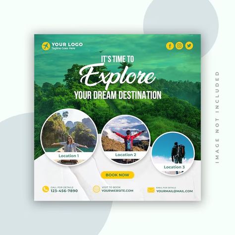 Premium PSD | PSD travel agency social media post template and instagram post design Travel Agency Instagram Post, Travel Social Media Posts Design, Travel Social Media Design, Travel Agency Social Media, Agency Social Media Post, Instagram Post Design, Agency Social Media, Social Media Post Template, Template Instagram