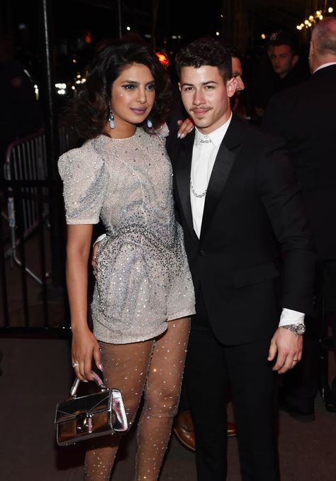 Priyanka Chopra and Nick Jonas Sparkle Tights Outfit, Sparkly Tights Outfit, Sparkly Romper, Nick And Priyanka, Juicy Cotoure, Met Gala Afterparty, Ryder James, Sparkle Tights, Sparkly Tights