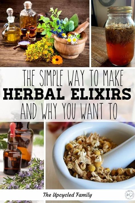 What is an herbal elixir and how do you make one? Everything you need to know to start making your own basic and beyond herbal elixirs. #herbal #remedies #medicine #forbeginners #apothecary #elixirs #medicinerecipes #benefits #healing How To Make Herbal Elixirs, How To Start A Home Apothecary, Herbal Remedy Recipes, Elixers Herbal, Homemade Elixir, Elixer Recipes, Healthy Elixirs, Medicinal Remedies, Apothecary Recipes