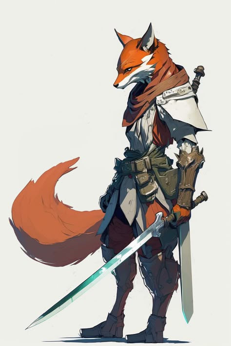 Fox Warrior Character Design, Fox Rogue Dnd, Human Fox Drawing, Fox Folk Dnd, Cute Fox Character, Human Fox Oc Male, Fox Shifter Dnd, Fox Dnd Character, Fox Human Hybrid Character Design