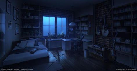 Anime Bedroom Night Background, Night Room Drawing, Anime Background Night, Anime Room Background, Bedroom Wallpaper Anime, Visual Novel Background, Novel Scenes, Night Room, Anime Night