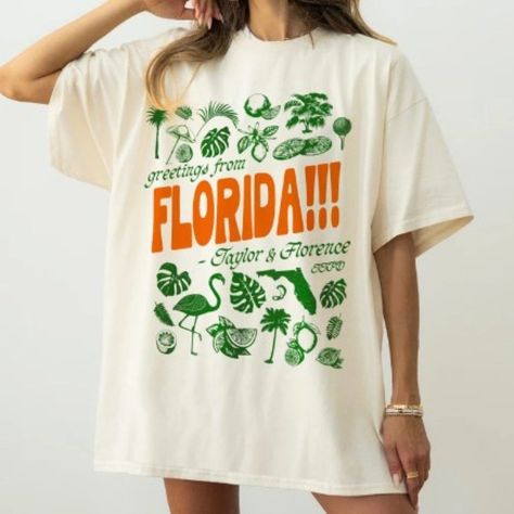 Gildan Tops | Florida!!! Tortured Poets T-Shirt, Taylor Florence Tropical Aesthetic Swiftie | Color: Cream | Size: Various Simple Tshirt Design, Vintage Shirt Design, School Shirt Designs, Tropical Aesthetic, Florida Shirt, Royal Blue T Shirt, Class Shirt, Trendy Shirt Designs, Screen Printing Shirts