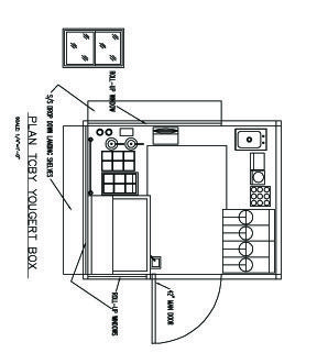 TCBY Yogurt Container Kiosk Plan designed by LU Schildmeyer Food Stall Floor Plan, Kiosk Plan Architecture, Food Kiosk Floor Plan, Kiosk Floor Plan, Kiosk Design Plan, Kiosk Plan, Kiosk Design Ideas Architecture, Beach Kiosk, Kiosk Cafe