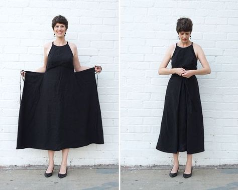 DIY Strappy Linen Dress – Review of the Acton Dress by In The Folds | Sew DIY Wearable Accessories, Linen Dress Pattern, Dress Patterns Diy, Black Linen Dress, Looks Black, Clothes To Make, Apron Dress, Blouse Diy, Diy Dress