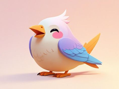 Photo cute 3d bird on a pastel backgroun... | Premium Photo #Freepik #photo 3d Bird, Ip Design, 3d Logo Design, 3d Animals, Craft Logo, Photo Cute, 3d Inspiration, Logo Psd, Gaming Logo