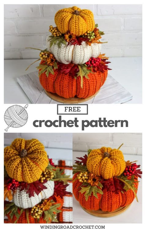 Crocheted Pumpkins, Crochet Fall Decor, Crochet Pour Halloween, Thanksgiving Crochet, Holiday Crochet Patterns, Crochet Pumpkins, Crochet Holiday, Fall Crochet Patterns, Confection Au Crochet