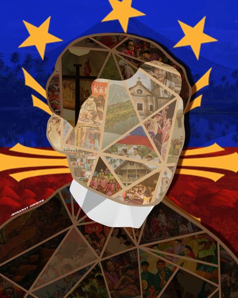 Philippines History Aesthetic, Dr Jose Rizal Aesthetic, Philippine Heroes Poster, Ap Poster Making, Jose Rizal Illustration, Wikang Filipino Poster Slogan, 21st Century Literature Design, Filipino Digital Art, Wikang Pilipino Poster