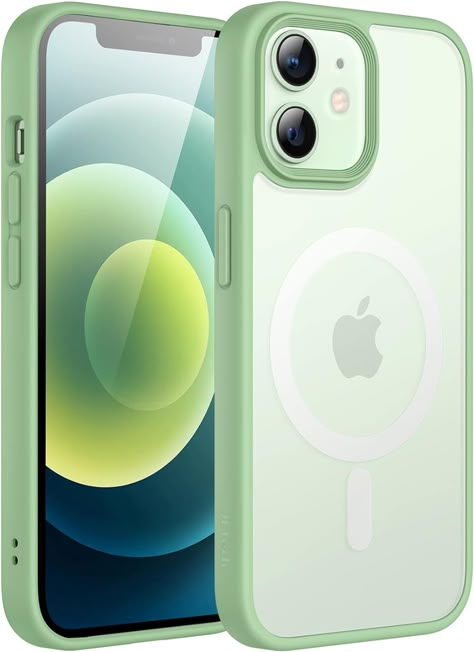 Amazon.com: JETech Magnetic Case for iPhone 12/12 Pro 6.1-Inch Compatible with MagSafe, Translucent Matte Back Slim Shockproof Phone Cover (Green) : Cell Phones & Accessories Iphone Case For Men, Iphone Cases Green, Iphone 12 With Case, Green Iphone 12 Case, Iphone 12 Green, Iphone Car Holder, Mac Book Case, Cover Iphone 12, Green Iphone Case