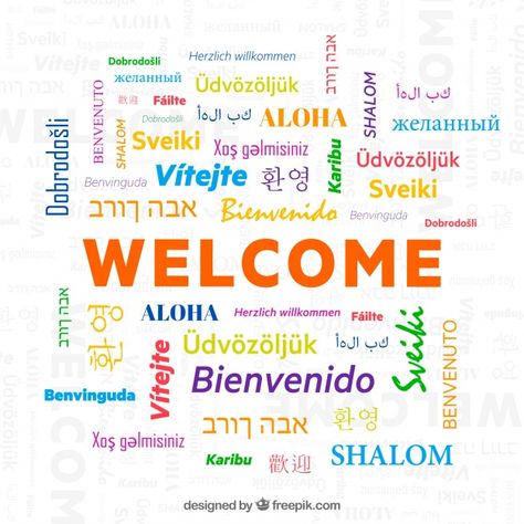 Welcome pattern in different languages F... | Free Vector #Freepik #freevector #background #pattern #poster #travel European Day Of Languages Project, Store Wall Design, Welcome In Different Languages, Word Collage Art, Eal Resources, European Day Of Languages, Anchor Background, Words In Different Languages, Hello In Languages