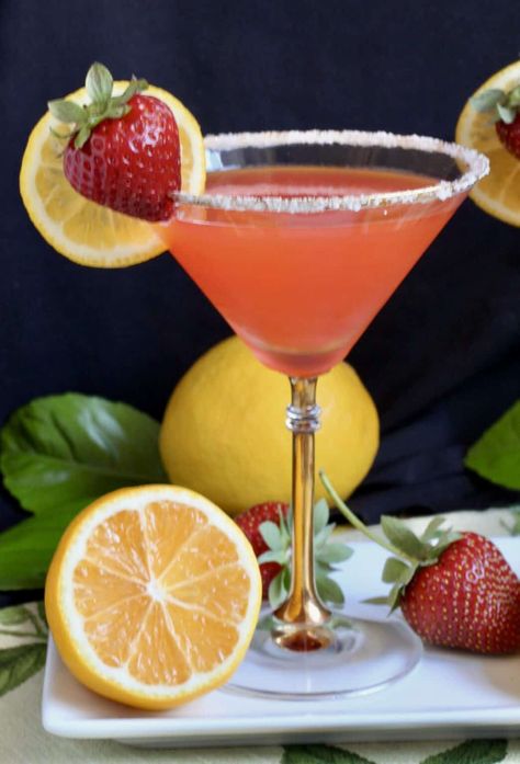 Strawberry Lemon Drop Recipe, Pink Lemon Drop Martini, Strawberry Lemon Drop Martini, Citrus Martini, Strawberry Lemon Drop, Tuna Sandwich Recipe, Lemon Drop Drink, Best Tuna Sandwich, Sweet Drinks Recipes