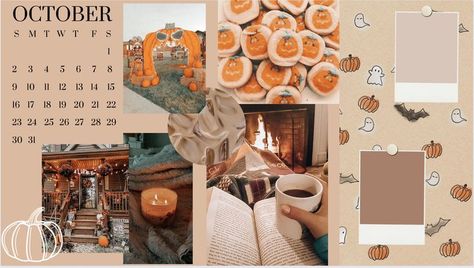 Fall Macbook Wallpaper Aesthetic, Fall Macbook Wallpaper, Halloween Fall Wallpaper, October Calendar Wallpaper, Macbook Collage, October 2022 Calendar, Macbook Screensaver, Wallpaper For Mac, Imac Wallpaper