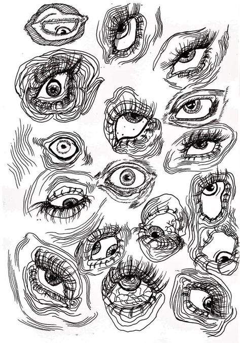 Subject Ideas For Art, Pencil And Pen Drawings, Eyes Everywhere Art, Eye Ink Drawing, Scribble Art Tattoo, Eyes Drawing Abstract, Eye Black And White Drawing, Abstract Pen Drawings, Eyes Abstract Art