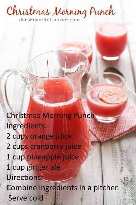 Christmas Morning Punch | Jen's Favorite Cookies Christmas Morning Punch, Christmas Punch Recipes, Punch Drinks, Drink Party, Christmas Punch, Punch Recipe, Gin Fizz, Christmas Brunch, Think Food