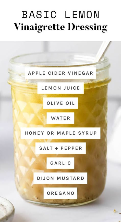 Lemon Vinaigrette Dressing, Homemade Dressings, Salad Dressing Recipes Healthy, Resep Salad, Vinegar Dressing, Salad Dressing Recipes Homemade, Lemon Vinaigrette, Homemade Salads, Sauces And Dressings