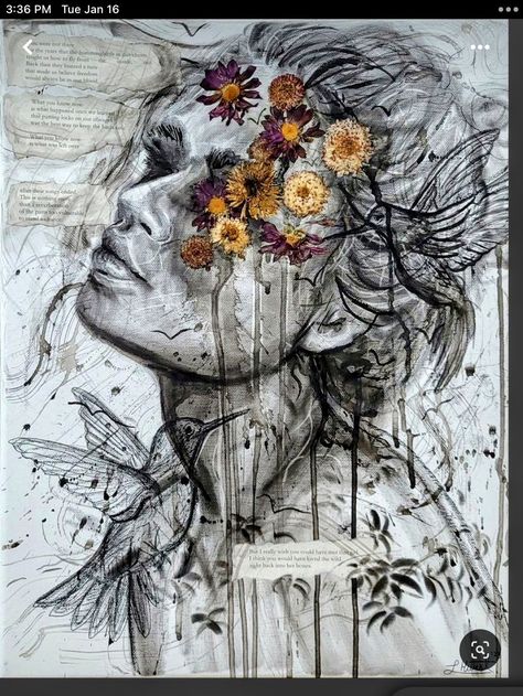 Cool Mixed Media Art, Pastiche Art Ideas, Dry Media Art, Mixed Art Painting, Emotional Artwork Mixed Media, Mixed Media Drawing Ideas, Mixed Media Artwork Ideas, Different Media Art, Mixed Media Ideas Art