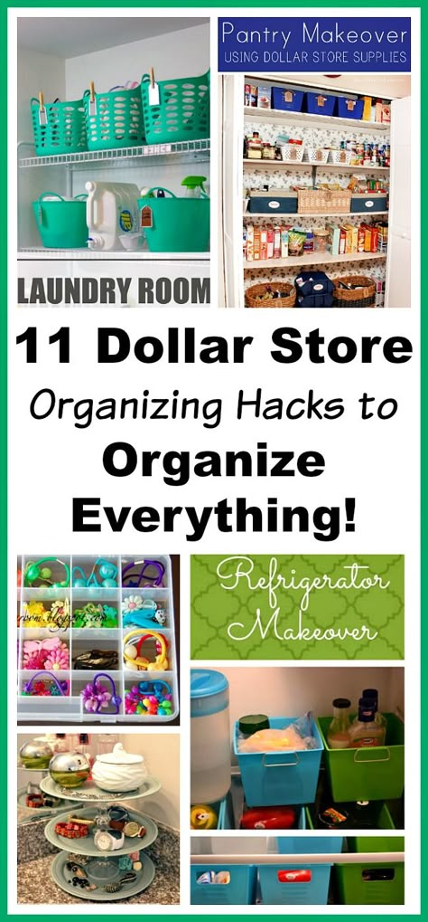 Awesome DIY Dollar Store Organizing Hacks! Organizing your home doesn't have to cost a fortune! Check out these 11 inexpensive dollar store organizing hacks to organize everything! | organizing tips, organizing tricks, home organization, cheap organizing ideas, inexpensive organizing ideas Cheap Organizing Ideas, Refrigerator Makeover, Cheap Organization, Dollar Store Diy Organization, Dollar Store Ideas, Diy Organizer, Pantry Makeover, Dollar Store Hacks, Organize My Life