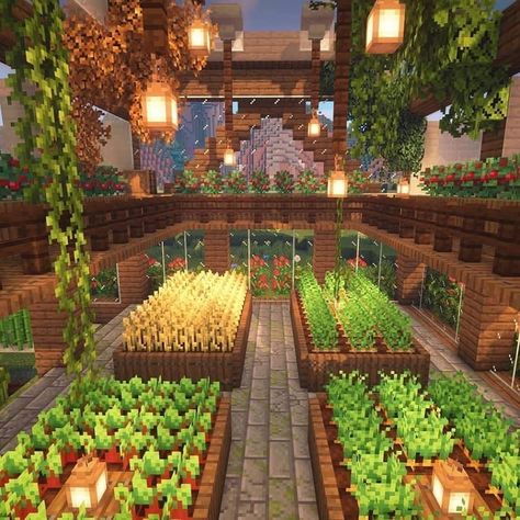 Simple Farm Minecraft, Goblin Core Minecraft Builds, Storage Building Minecraft, Ravine House Minecraft, Flower Garden Minecraft, Minecraft Green House, Minecraft Flower Garden, Storage Minecraft, Minecraft Lake House