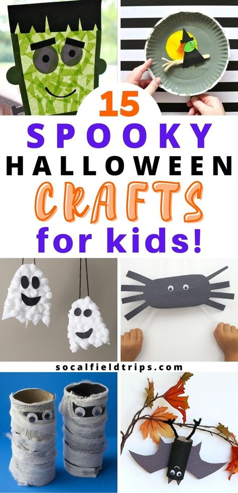 Check out this list of 15 Spooky Halloween Crafts For Kids for some fresh ideas and inspiration to celebrate the goolish holiday! They are perfect for toddlers, preschoolers and even elementary school age children. #halloween #fall #craft #diy #halloweencraft #fallcraft #kidscraft #preschoolscraft Halloween School Crafts, Halloween Crafts For Kids To Make, Halloween Party Craft, Spooky Halloween Crafts, Halloween Decoration Ideas, Halloween Decor Diy, Halloween Crafts Preschool, Halloween Classroom, Fun Halloween Crafts