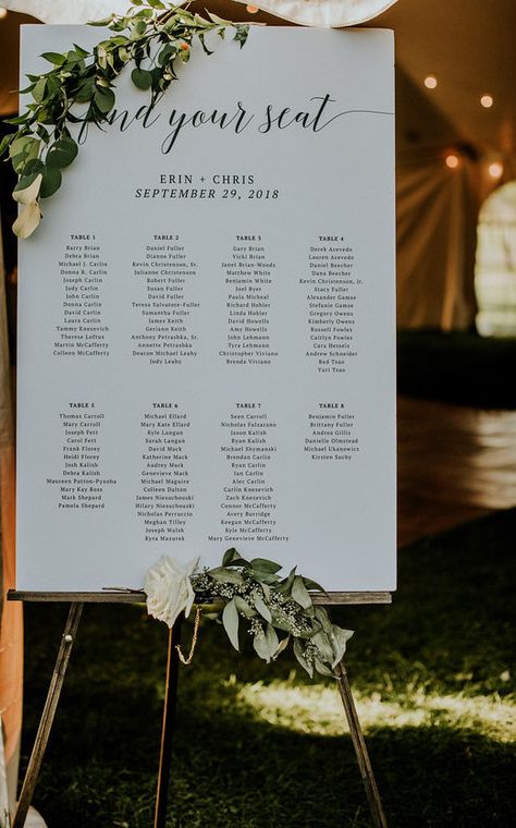 Find your seat wedding welcome sign instead of place-cards. (Photo by Aster + Olive) Find Your Seat Wedding Sign, Find Your Seat Sign, Wedding Seating Signs, Find Your Seat, Seating Sign, Wedding Details Card, Wedding Table Plan, Seating Plan Wedding, Table Plan