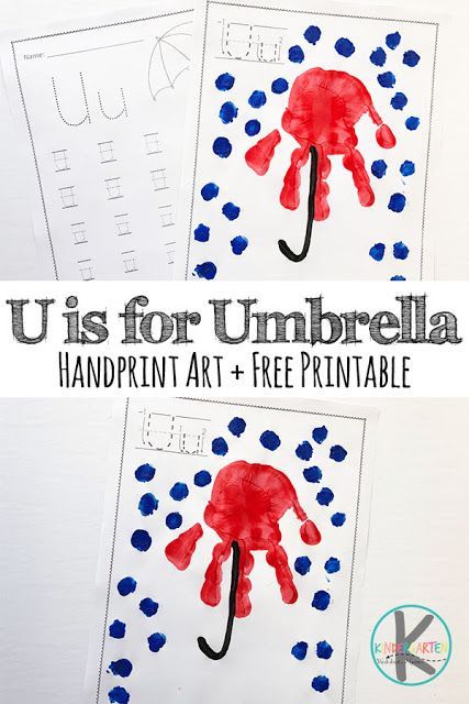 Letter U - super cute U is for Umbrella handprint art project and free printable letter u worksheets for kids - perfect for teaching toddler, preschool, prek, kindergarten, and first grade their alphabet letters, letter of the week curriculum U Is For Umbrella Preschool, Letter U Crafts For Toddlers, Handprint Umbrella, Umbrella Handprint, Handprint Letters, Letter U Activities For Preschool, Letter U Worksheets, U Is For Umbrella, Letter U Crafts