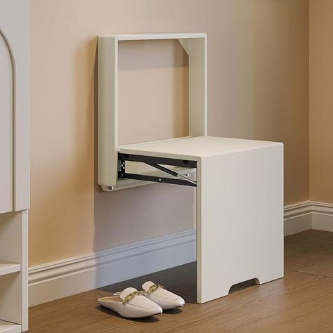 Amazon.com: Guyii Wall Mounted Seat, Fold Down and Up Foldable Shoe Bench, Entryway Shoe Changing Stool, Invisible Folding Chair for Hallway, Space Saving, 330lbs Load Capacity (White) : Home & Kitchen Entryway Stool, Hidden Wall, Foldable Shoes, Folding Walls, Small Entryways, Entryway Shoe, Shoe Bench, Folding Stool, Stool Chair