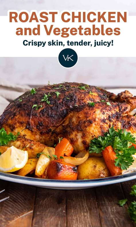 Whole Chicken In Oven, Roast Chicken And Vegetables, Baked Whole Chicken Recipes, Oven Roasted Whole Chicken, Roasted Chicken And Vegetables, Chicken In Oven, Roasted Vegetables With Chicken, Roasted Whole Chicken, Whole Baked Chicken