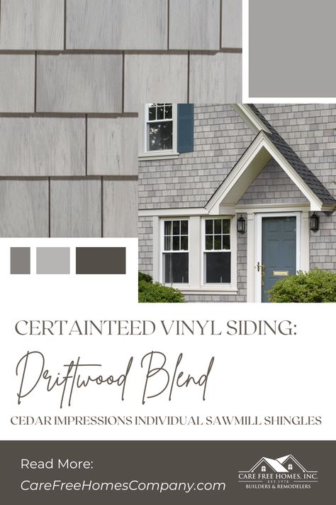 Shake Siding and Shingle Siding Contractor in Cape Cod, MA and Rhode Island Shake Style Siding, Gray Vinyl Cedar Shake Siding, Shingle Exterior Siding, Cedar Shake Vinyl Siding Exterior Design, Light Gray Cedar Shake Siding, Grey Cedar Shake House, New England Cedar Shake Homes, Vinyl Shingles Cedar Shakes, Cape Cod Shingle House Exterior