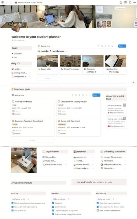 Notion For Student 📝 #notion, #notion_template_free #notion_student College Notion Ideas, Notion Student Planner Template, Notion Weekly Planner Template Free, Free Notion Templates Aesthetic Student, Notion Ideas Student, Notion University Template, Medical Student Planner, Student Planner Aesthetic, Notion For Students