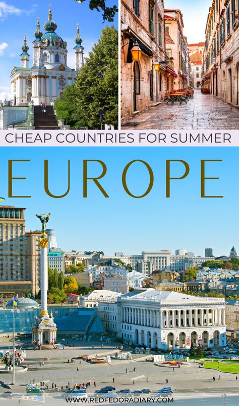 Looking for cheap countries in Europe to plan your summer vacation? Check out the detailed list of cheap places in Europe | Cheap countries to travel Europe | cheap European countries | cheap countries to visit in Europe |  summer vacation in Europe | European summer vacation | summer vacation ideas Europe | Europe on a budget | Europe on a budget itinerary | Europe on a shoestring | summer in Europe aesthetic | European travel | best European countries to visit in summer | Europe Travel Summer In Europe Aesthetic, Europe Summer Vacation, Cheap Countries To Travel, European Summer Vacation, Red Fedora, Travel Europe Cheap, Countries To Travel, Summer Vacation Ideas, Summer Travel Destinations