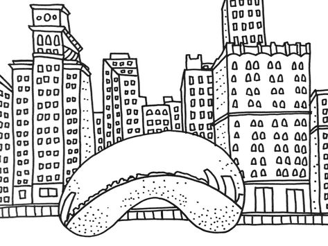 Chicago by Jag Nagra on Dribbble Chicago Coloring Pages, Chicago Sketch, Chicago Drawing, Map Illustration, Cool Pencil Drawings, Kids Coloring Book, Coloring Sheets For Kids, Illustrated Map, Kids Coloring