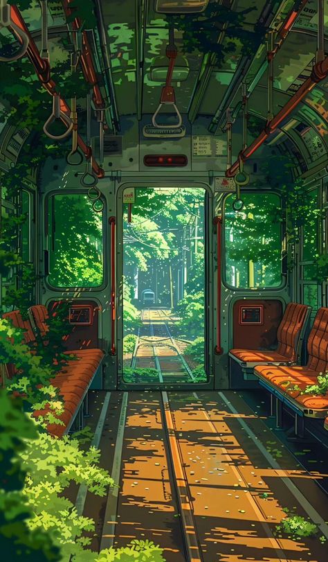 Dream Nature, Studio Ghibli Background, Andermatt, Japan Illustration, Abandoned Train, Dreamy Artwork, Japon Illustration, Cool Wallpapers Art, Fantasy Art Landscapes