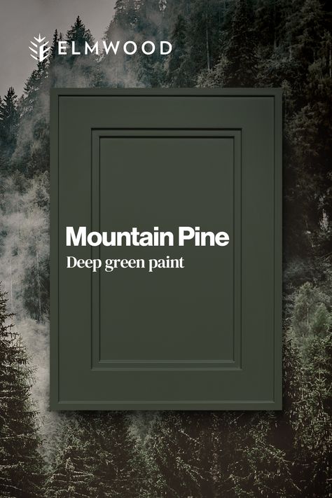 Add depth and richness to interior spaces with an exceptionally versatile, deep heritage green that pairs beautifully with cool and warm-toned stains. Blue Green Two Tone Wall, Mountain Pine Paint Color, Dark Green And Brown House Exterior, Essex Green Benjamin Moore Living Room, Green Painted Mantle, Moody Green Mudroom, Hunting Room Paint Colors, Deep Green Sherwin Williams, Green Paint Wood Trim