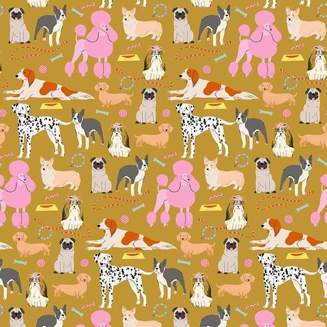 STELLA-DFG2834 / GOLD / DOG DAYS Pre Vet, Pet Portraits Photography, Dear Stella Fabric, Background S, Pet Party, Conversational Prints, Dogs Christmas, Trend Board, Raining Cats And Dogs