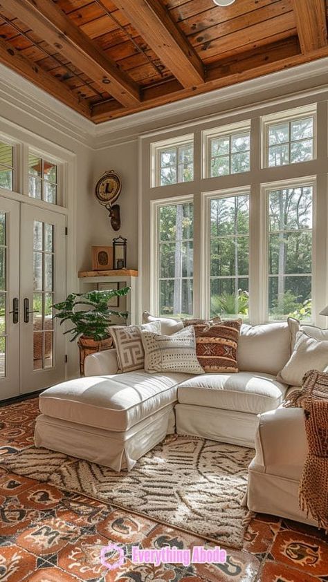 Create the Perfect Sunny Living Room: Furniture and Decor Ideas

Cozy up your **dream apartment** with these sunny, stylish **living room decoration** ideas. Create a welcoming, light-filled space! 🏡💛 #WarmAesthetic #HomeDecor# Cathedral Sunroom Ideas, Sunroom Furniture Ideas Farmhouse, Den With Lots Of Windows, Sunroom Den Ideas, Studio Mcgee Sunroom, Four Season Sunroom Decorating Ideas, Vaulted Sunroom Addition, Sitting Room Addition, 3 Season Room Decor