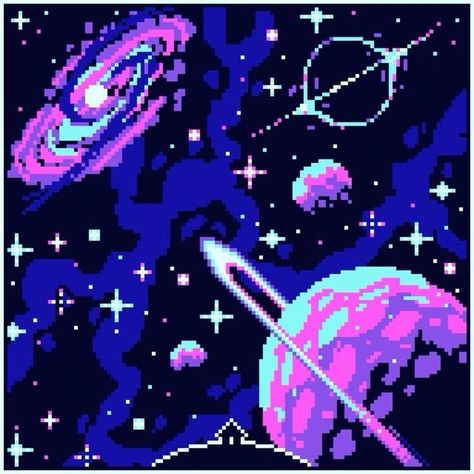 8 Bit Space Pixel Art, Pixel Space Art, Iphone Wallpaper Dark Purple, Planet Pixel Art, 8 Bit Aesthetic, Neon Pixel Art, Pixel Art Vaporwave, Dark Pixel Art, Purple Pixel Art