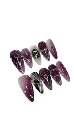 #BEAUTY ,#REALATIONSHIPS #Fashion #Outfits #Winter Outfits #Animals Nail Ideas Black And Purple, Dark Purple Y2k Nails, Purple Grunge Nails, Goth Nails Purple, Dark Nails Purple, Purple Gothic Nails, Purple And Black Nails Designs, Dark Purple Nail Ideas, Dark Purple And Black Nails