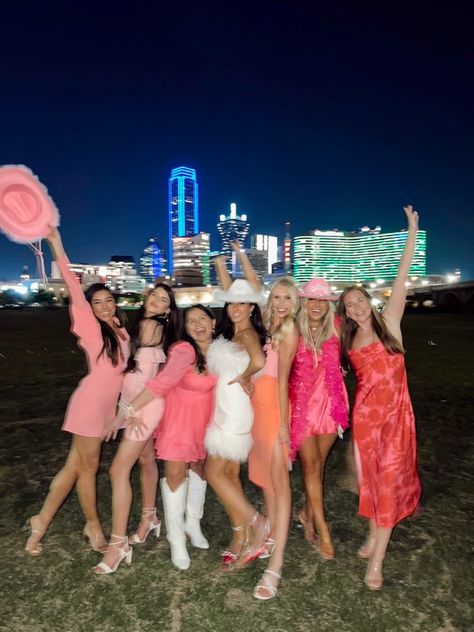 Bachelorette Texas cowgirl hats bridal wedding party pink feather dress cowboy hats Cowgirl Bachelorette Party Outfits Pink, Disco Cowgirl Bachelorette Outfit Pink, Dolly Parton Bachelorette Party Outfit, Bachelorette Party Outfits Group Pink, Hen Party Group Outfits, Nashville Tennessee Bachelorette Outfits, Last Rodeo Bachelorette Party Outfit Pink, Pink And Denim Bachelorette Party Outfit, Texas Party Outfit