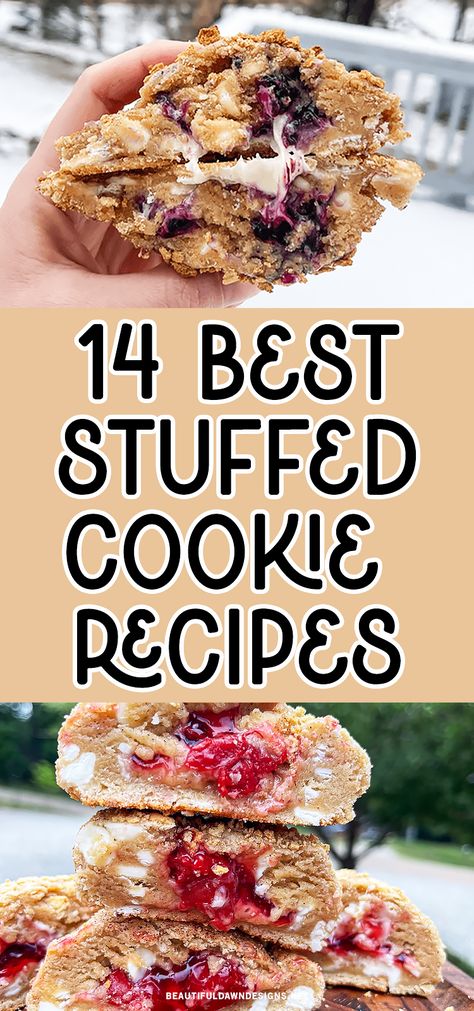 Embark on a delicious journey with these 14 Amazing Stuffed Cookie Recipes! From gooey chocolate centers to surprise fruity fillings, these recipes will make your taste buds dance with delight. Some recipes you'll find are blueberry cookies, Nutella cookies, cherry cookies, peanut butter cookies, and more. Stuffed Cookie Recipes, Blueberry Cookies, Cherry Cookies, Nutella Cookies, Filled Cookies, Gourmet Cookies, Butter Cookies Recipe, Cookie Flavors, Delicious Cookie Recipes