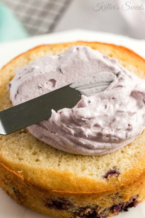 Blueberry Frosting Buttercream, Blueberry Birthday Cake, Frosting For Decorating, Homemade Blueberry Cake, Blueberry Layer Cake, Blueberry Buttercream, Blueberry Birthday, Healthy Blueberry Cake, Blueberry Cake Mix