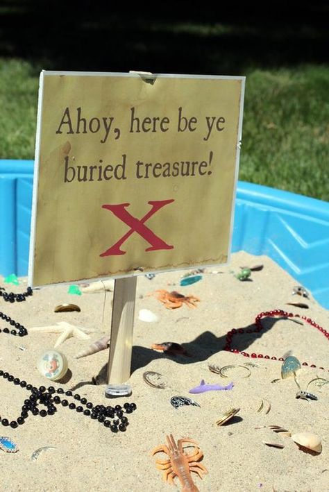 Mermaid Pirate Party, Pirate Themed Birthday Party, Pirate Themed Birthday, Pirate Theme Party, Pirate Birthday Party, Play Pool, Buried Treasure, Party Box, Pirate Birthday