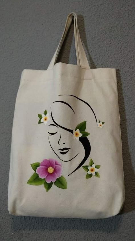 Fabric Bag Painting Ideas, Painting On Canvas Bags Totes, Fabric Painting On Bags, Cloth Bag Painting Ideas, Fabric Painting On Clothes Ideas, Canvas Bag Design Art, Fabric Paint Designs On Cloth, Jute Bags Design Handmade, Hand Painted Tote Bags Art