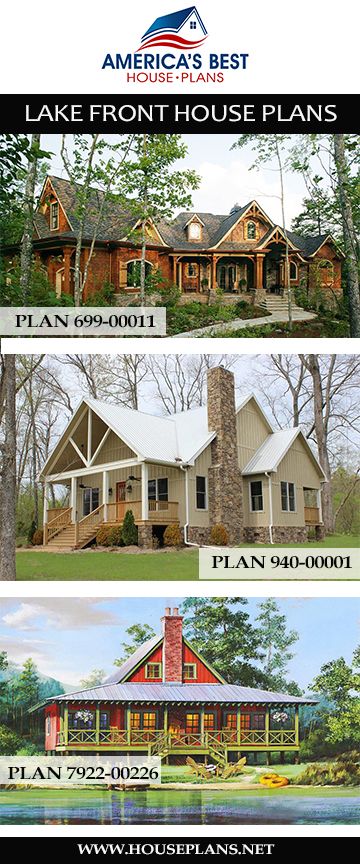 Everyone loves a great lake house! If you're looking to build a home by the lake or even in the woods, you'll find over 500 different Lake Front house plans on our website. Start searching today! River House Plans Open Floor, Lake Cabin Plans Walkout Basement, River Homes House Plans, 2000 Sq Ft Lake House Plans, Lakehouse Floor Plans Open Concept, Lakefront Cottage Plans, Waterfront Homes Lake Cottages, 3 Bedroom Lake House Plans, Lakefront Homes Plans