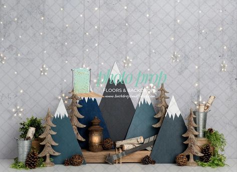 Starry Mountain Tops Photography Backdrop Snow Capped - Etsy Photo Bb, Lumberjack Birthday, Bear Cake, Bear With Me, Paper Backdrop, Foto Baby, Foto Tips, 1st Year, Printed Backdrops