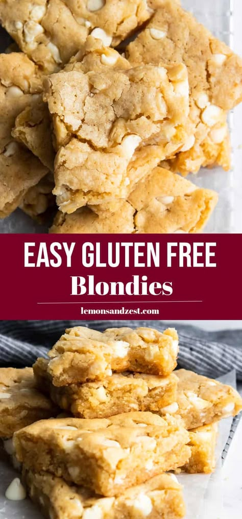 Keto White Chocolate Chip Recipes, Gluten Free Blondies, Gluten Free Bars, Gluten Free Banana Bread, Blondies Recipe, Slow Cooker Desserts, Gf Baking, Gluten Free Dessert, Gluten Free Desserts Recipes