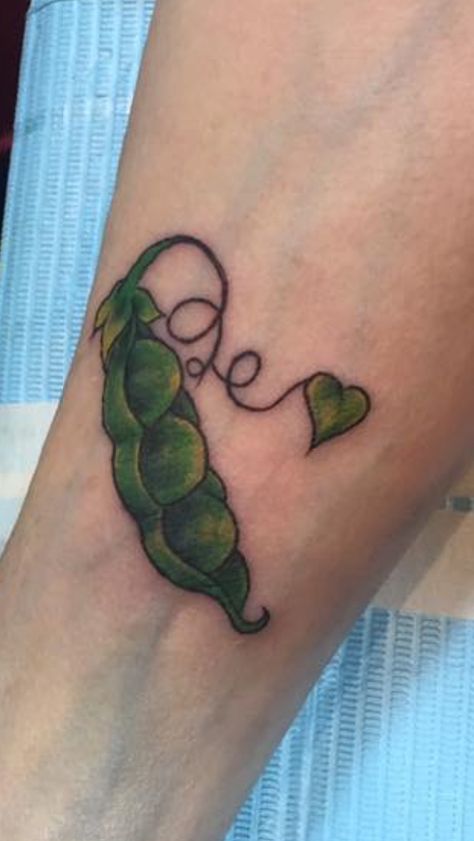 Peas Tattoo Pod, Three Peas In A Pod Tattoo, 3 Peas In A Pod Tattoo, Peapod Tattoo, Peas And Carrots Tattoo, Peas In A Pod Tattoo, Pea Pod Tattoo, Bumble Bee Tattoo, Mother Daughter Tattoos