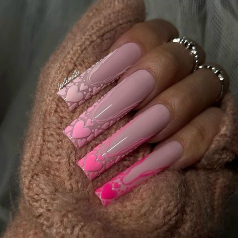 nail designs • Instagram Quick Nail Ideas, Valentines Day Nails Stiletto, Long Coffin Nails Designs, Neon Nails Acrylic, Nails Acrylic Valentines Day, Square Nail Ideas, Acrylic Nail Inspiration, Coffin Nails Designs Summer, Almond Shaped Nails