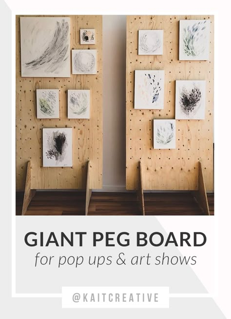 oversized peg boards to display abstract artwork. Collapsable for easy transport to new venues. Great for trades shows and pop ups. #pegboard #originalart Craft Market Art Display, Pegboard Art Display, Arts And Crafts Booth Display Ideas, Peg Board Stand Diy, Peg Board Display Craft Show, Pegboard Display Craft Show, Art Display Ideas Exhibitions, Craft Fair Display Table, Peg Board Display